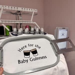 Embroidered here for the Baby Guinness tee