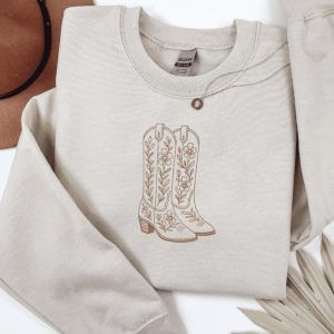 Embroidered Cowboy Boots Sweatshirt