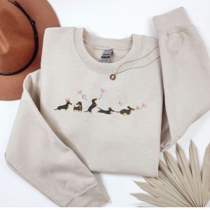 Embroidered Dachshund dogs with butterflies sweatshirts