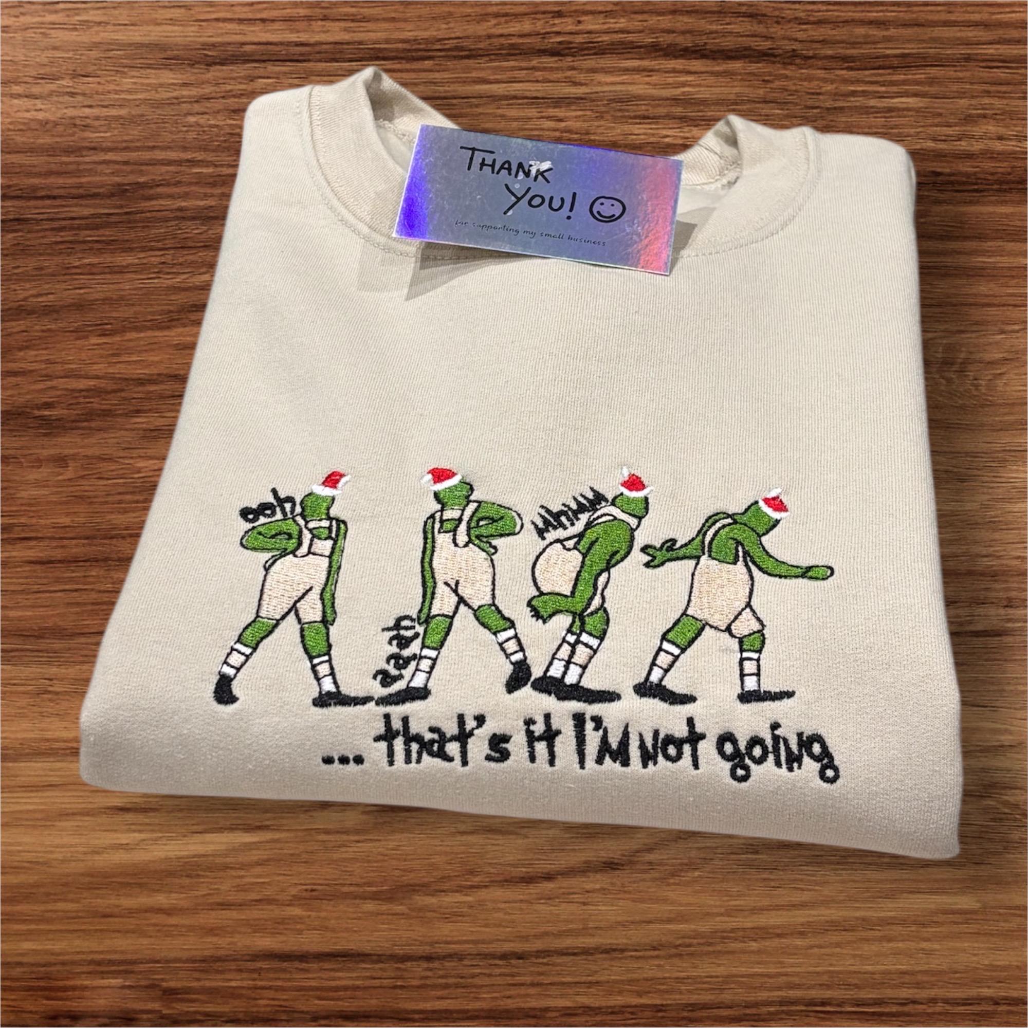 Embroidered Grinch inspired christmas sweatshirt - Image 2