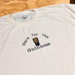 Embroidered here for the Guinness tee