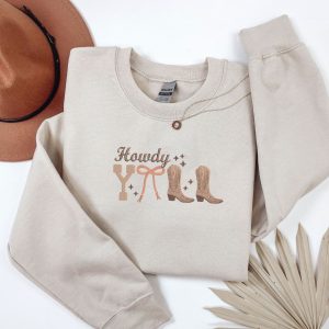 Embroidered Howdy y'all cowboy boots sweatshirt.