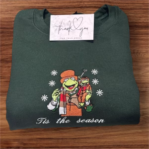 Embroidered Kermit the frog The Muppets Christmas Carol sweatshirt