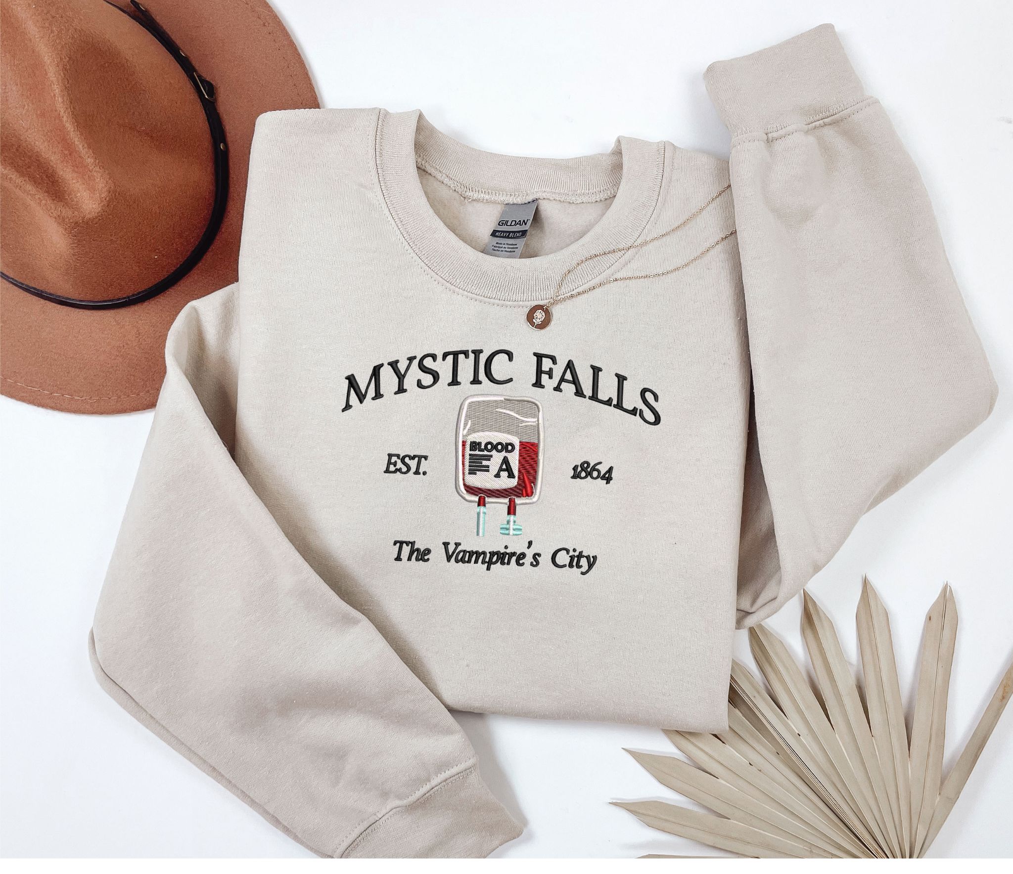 Embroidered Mystic falls sweatshirt