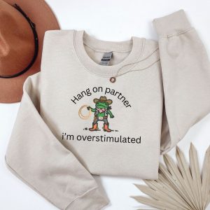Embroidered cowboy frog slogan sweatshirt