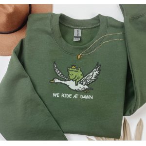 Embroidered we ride at dawn frog sweatshirt
