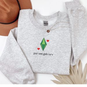 Embroidered Sims Plumbob Lurv sweatshirt or hoodie.