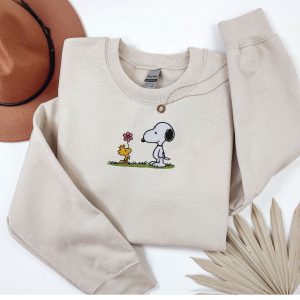 Embroidered Snoopy sweatshirt or hoodie.