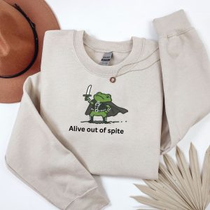 Embroidered gothic frog alive out of spite slogan sweatshirt