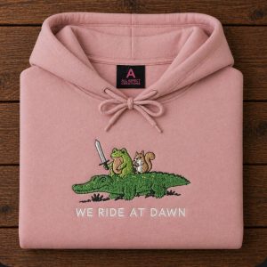 Embroidered we ride at dawn frog riding Crocodile sweatshirt