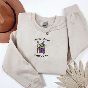 Embroidered off to commit TomFoolery wizard frog sweatshirt