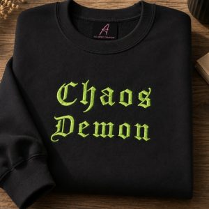 Embroidered Chaos Demon slogan sweatshirt