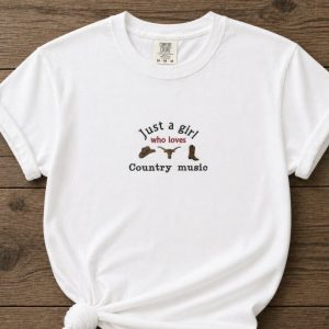 Embroidered Just a girl who loves country music Tee