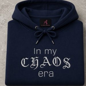 Embroidered In my chaos era slogan sweatshirt