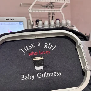 Embroidered Just a girl who loves Baby Guinness tee