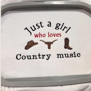 Embroidered Just a girl who loves country music Tee