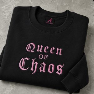 Embroidered Queen of Chaos slogan sweatshirt
