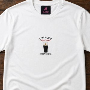 Embroidered Just a girl who loves Guinness tee
