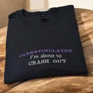 Embroidered overstimulated slogan sweatshirt