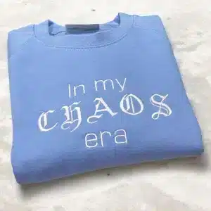 Embroidered In my chaos era slogan Tee