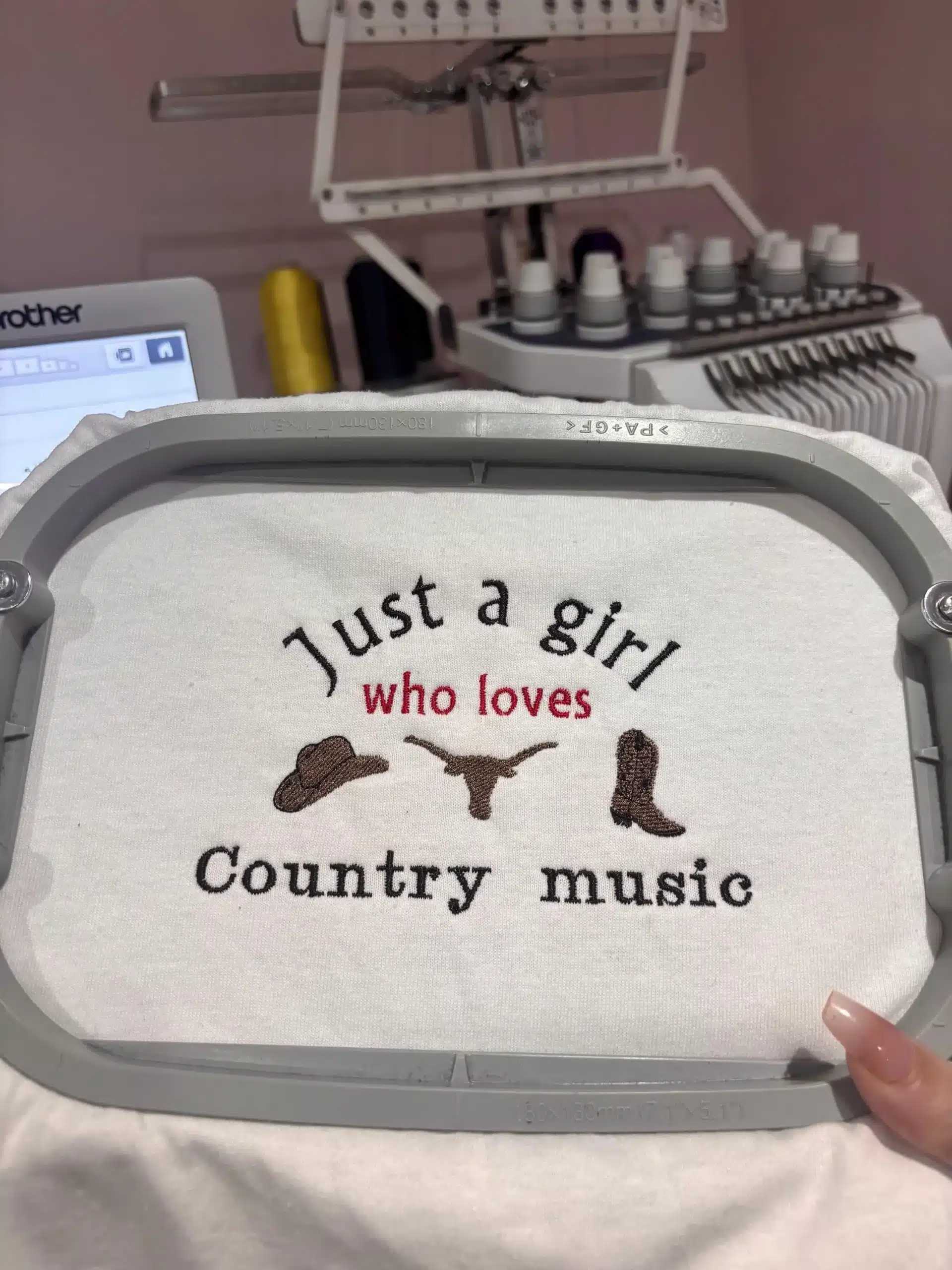 Embroidered Just a girl who loves country music Tee