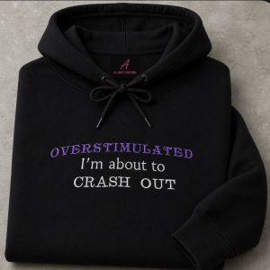 Embroidered overstimulated slogan sweatshirt