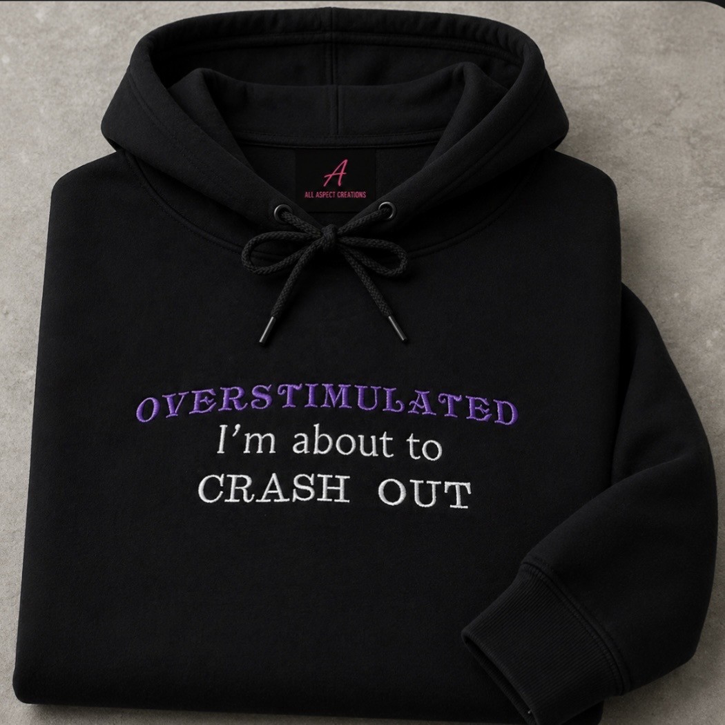 Embroidered overstimulated slogan sweatshirt