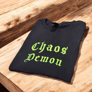 Embroidered Chaos Demon slogan sweatshirt