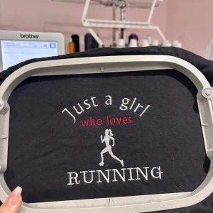 Embroidered Just a girl who loves running sweatshirt