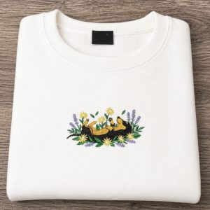 Embroidered Dachshund Dog In Flowers Sweatshirt