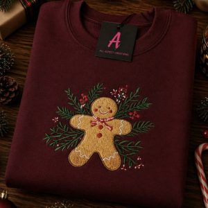 Embroidered Christmas Gingerbread man Sweatshirt Or Hoodie.