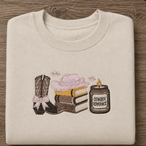 Cowboy Romance Book Embroidered Sweatshirt or Hoodie