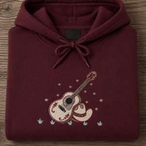 Western guitar and cowboy hat embroidered Sweatshirt