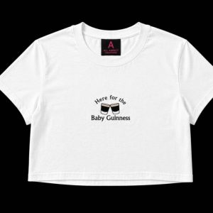 Embroidered here for the Baby Guinness ladies cropped T-shirt
