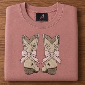 Cowboy Boots with bows embroidered Sweatshirt