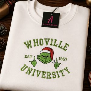 Embroidered Grinch Whoville University christmas sweatshirt