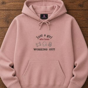 Embroidered Just a girl who loves working out sweatshirt