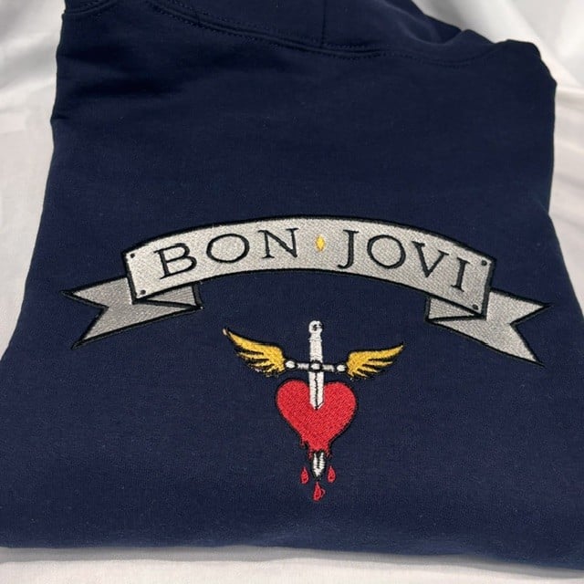 Bon Jovi Full Zip Customised Embroidered Concert Hoodie